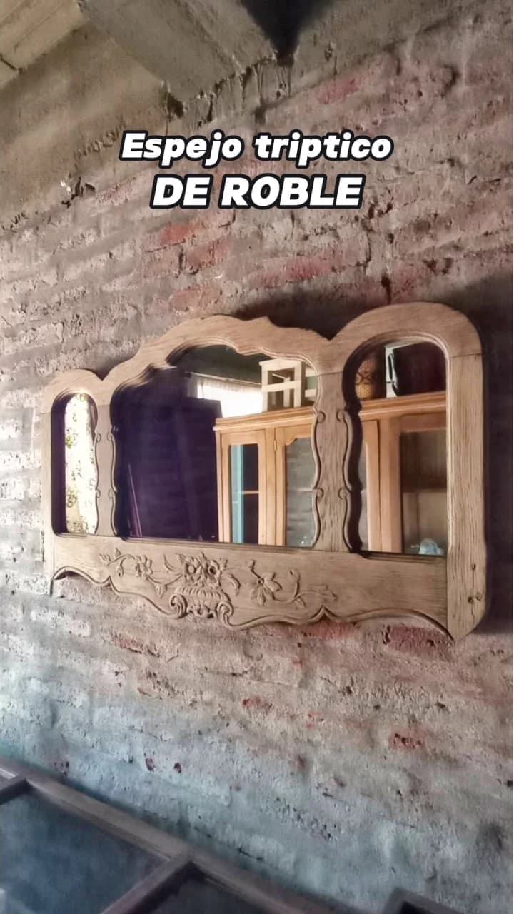 Espejos tríptico de roble Provenzal