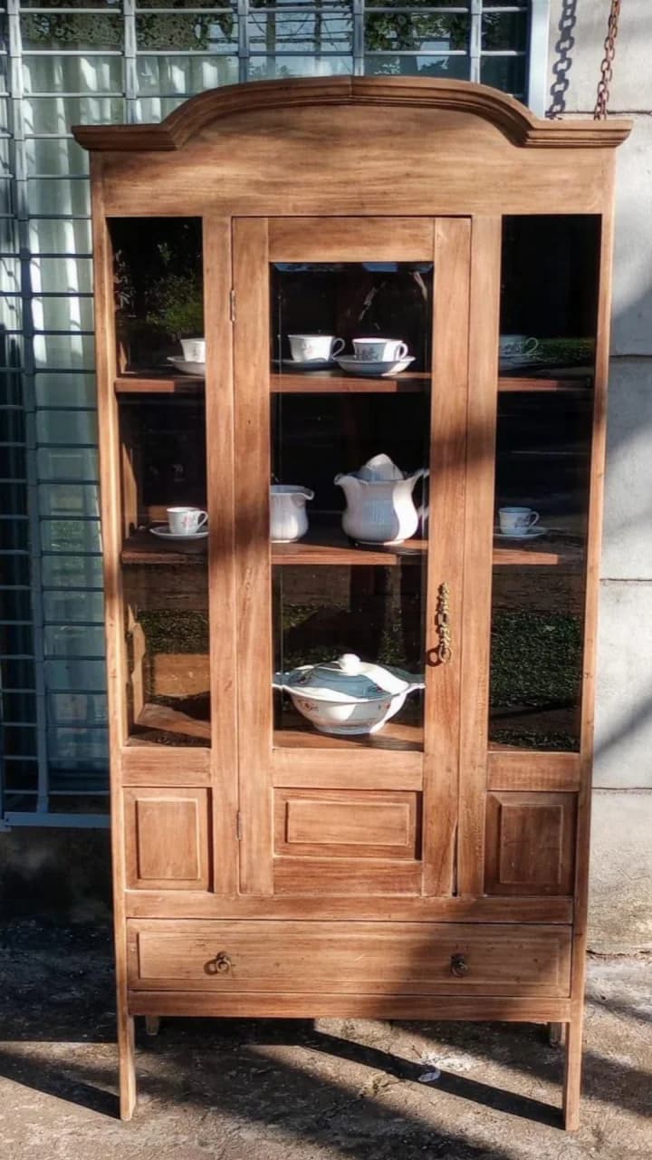 Biblioteca Cristalero 1 puertas cedro estilo inglés